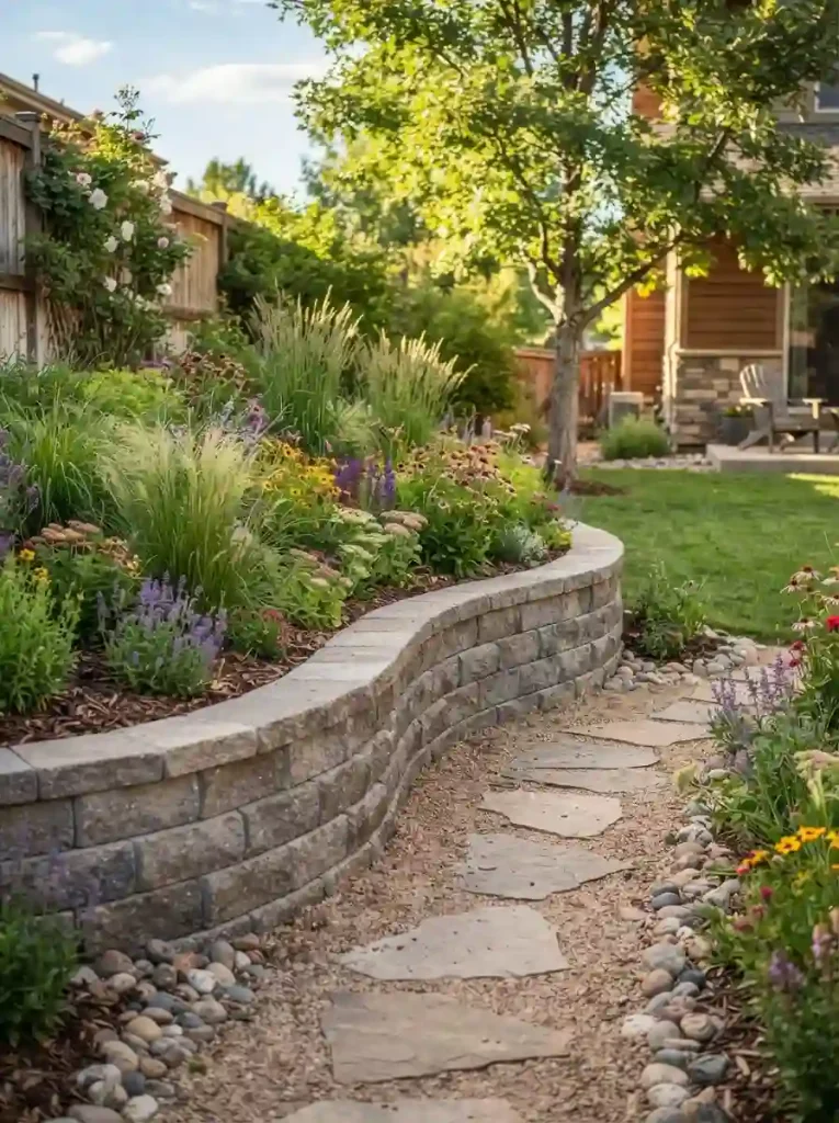 1. Simple Concrete Block Retaining Wall