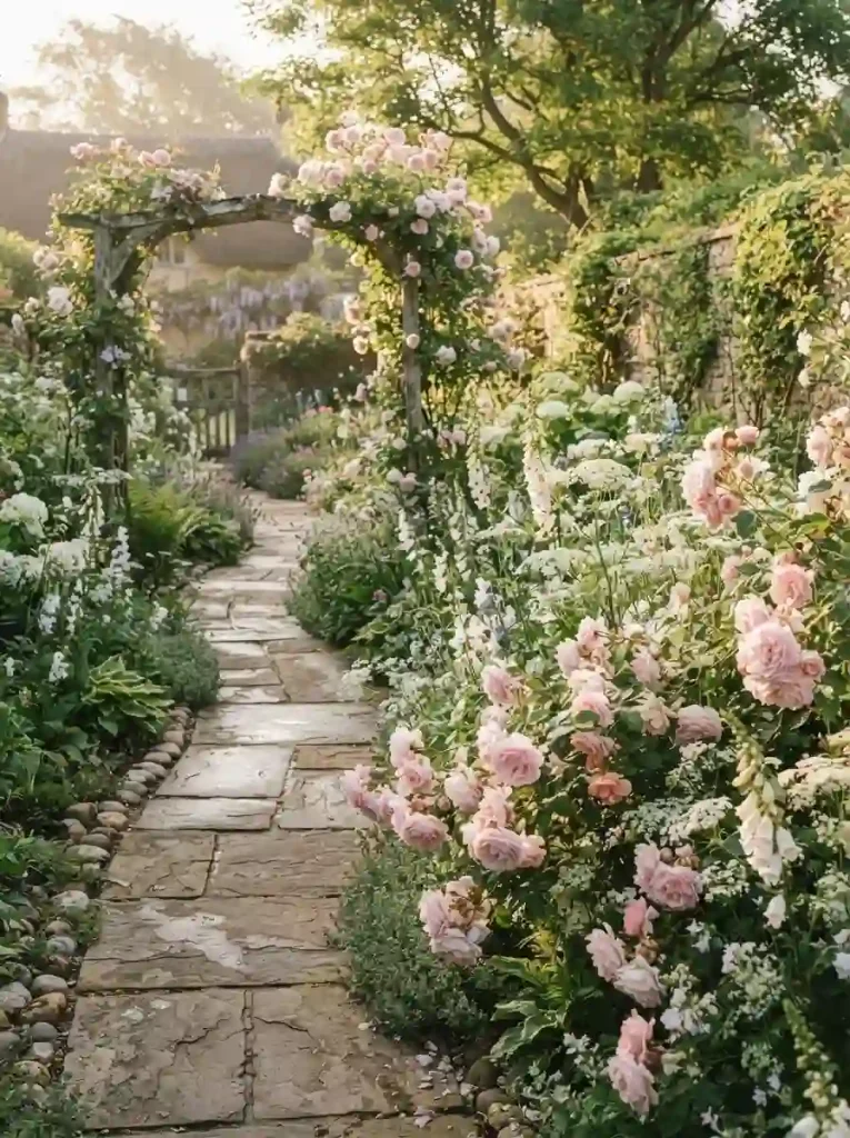 1. Soft Blush Rose Border