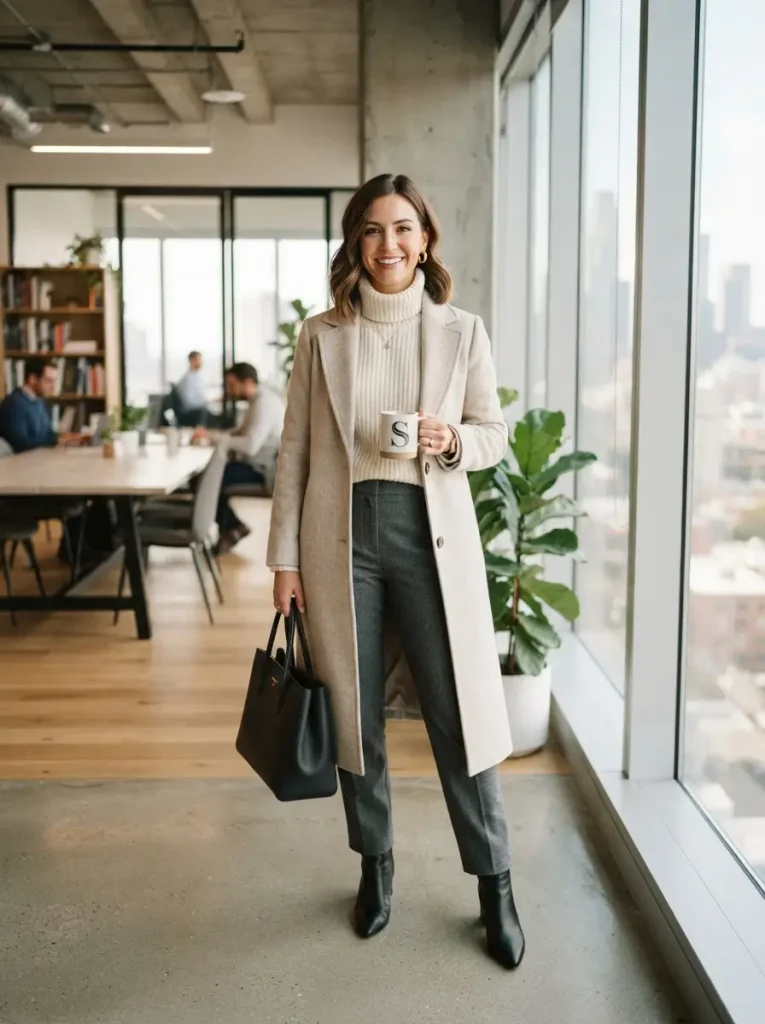 1. Tailored Trousers With a Turtleneck Sweater
