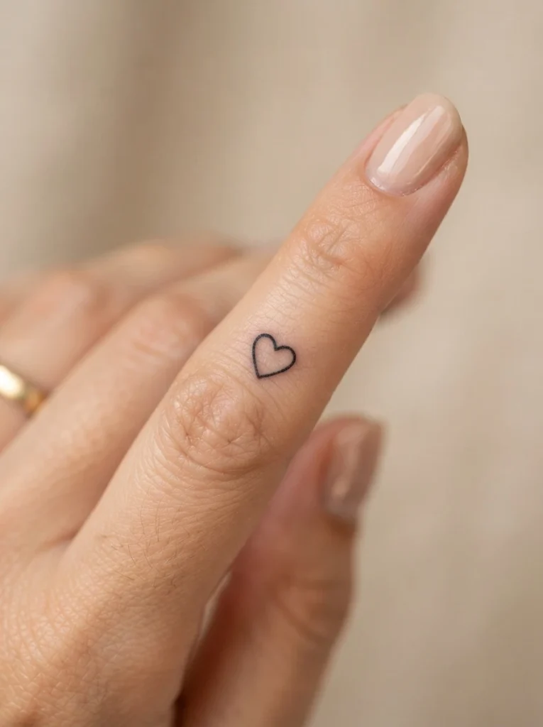 1. Tiny Heart Finger Tattoo