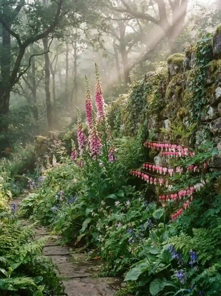 10. Add a Woodland Corner with Foxglove and Bleeding Heart