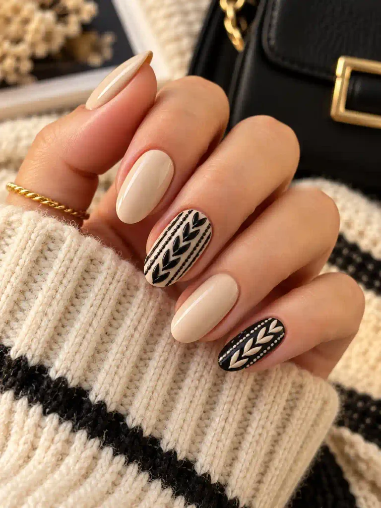10. Black and Cream Sweater Contrast