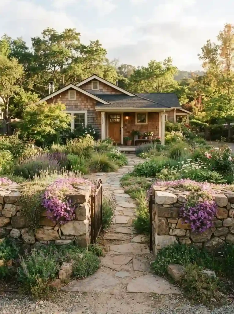 10. Frame the Entry with a Low Stone Wall