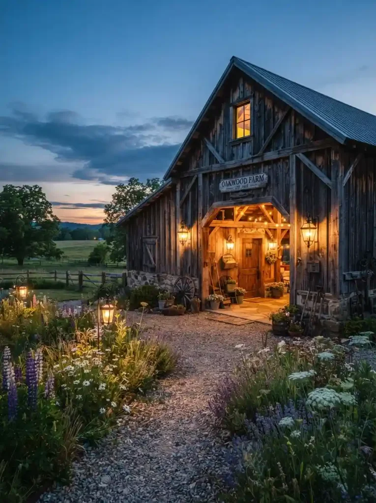 10. Hang Vintage Lanterns Around the Barn