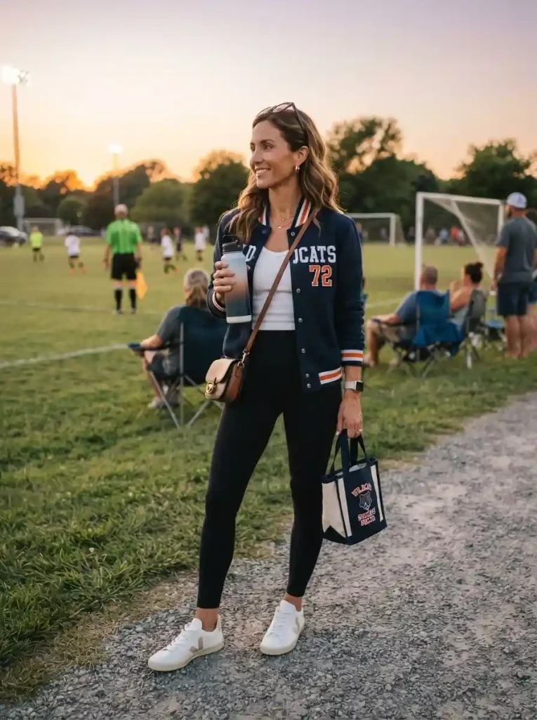10. Leggings With a Varsity-Inspired Jacket