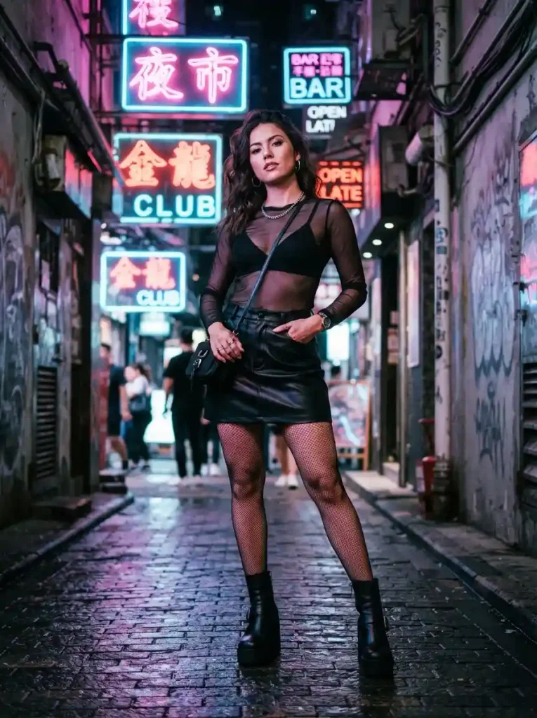 10. Sheer Mesh Top With a Mini Skirt
