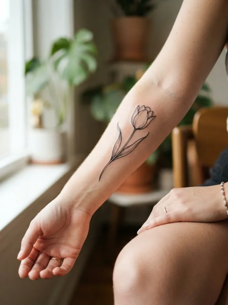 10. Small Tulip Tattoo