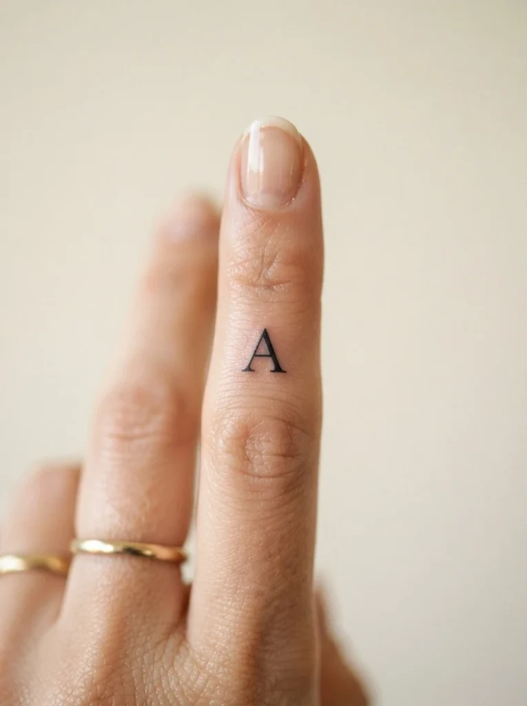 10. Tiny Initial Finger Tattoo