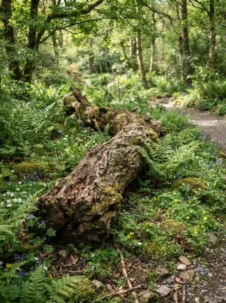10. Turn a Fallen Tree Trunk Into a Natural Garden Feature