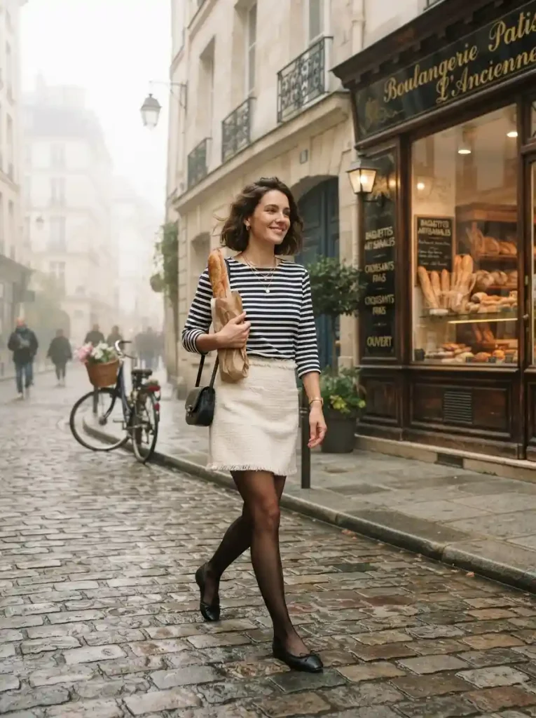 10. Tweed Mini with Ballet Flats