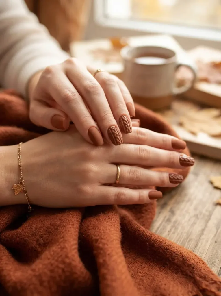 11. Cinnamon Knit Nails