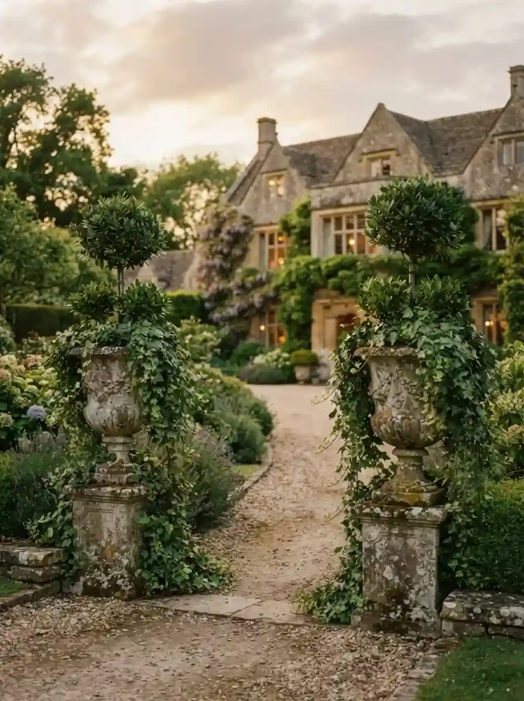 11. Line the drive with cast-stone urns