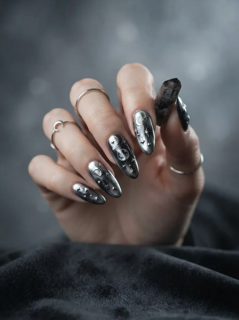 11. Silver Moonlight Nails