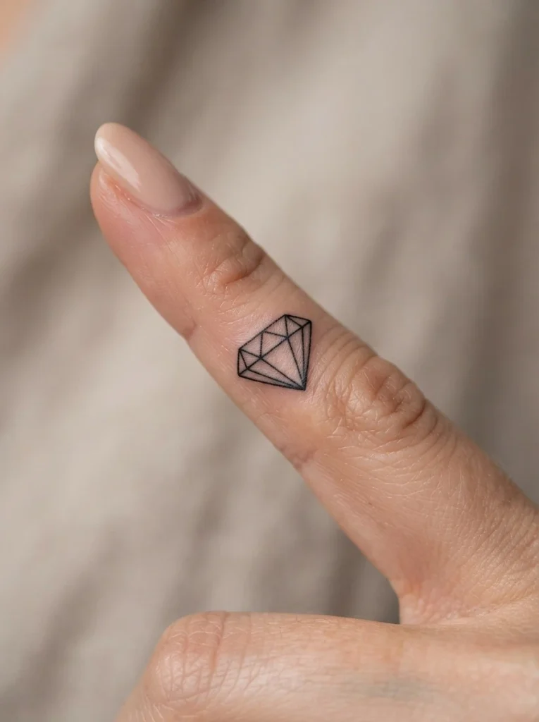 11. Tiny Diamond Finger Tattoo