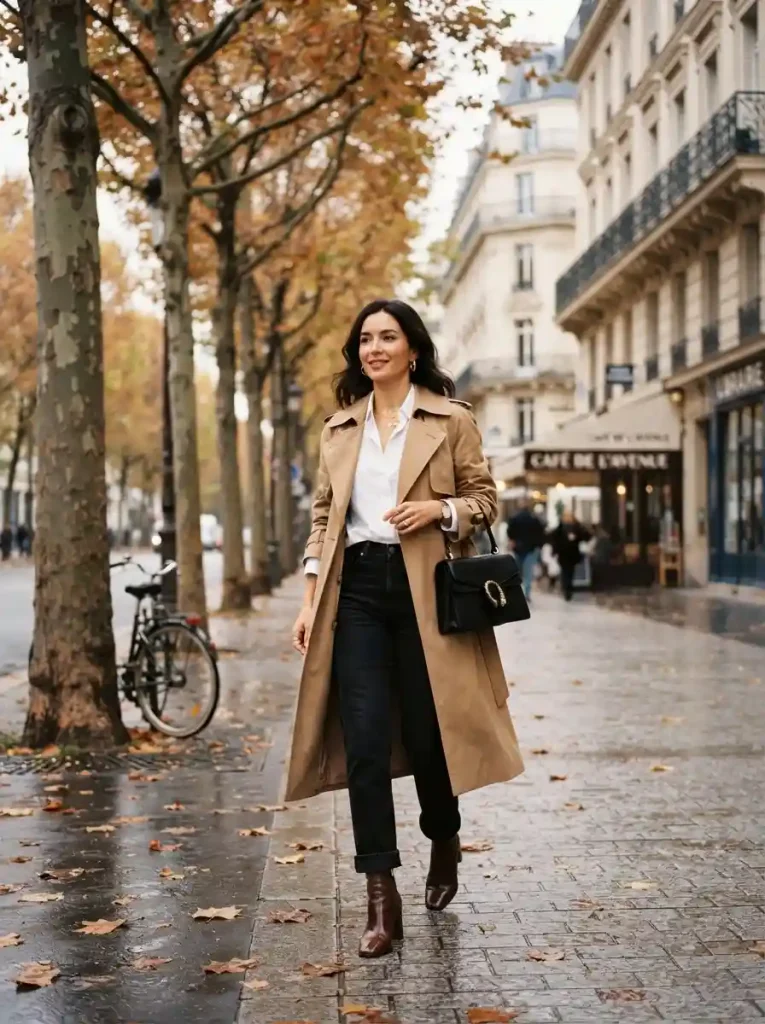 12. Black Jeans with a Long Trench Coat