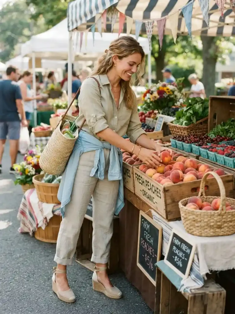12. Cuffed Khaki Pants with a Knotted Chambray Shirt