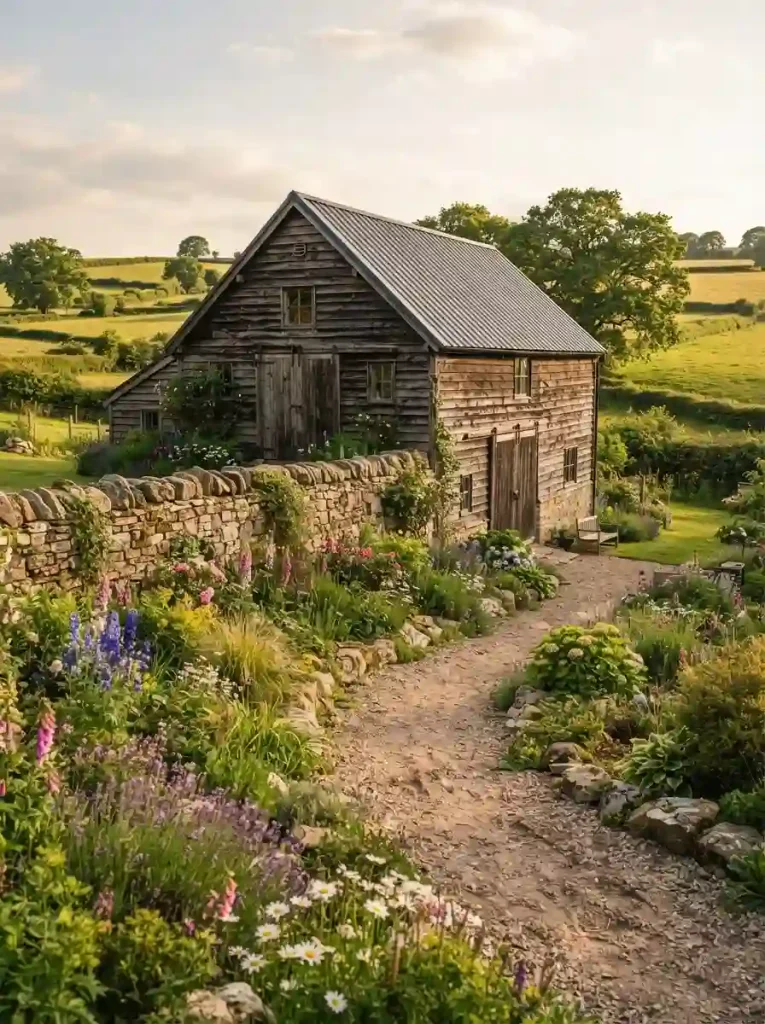 12. Line the Barn With a Low Stone Border