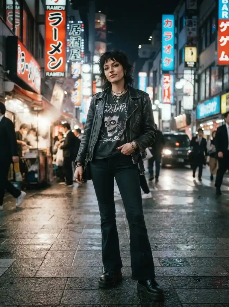 12. Vintage Graphic Tee and Moto Jacket