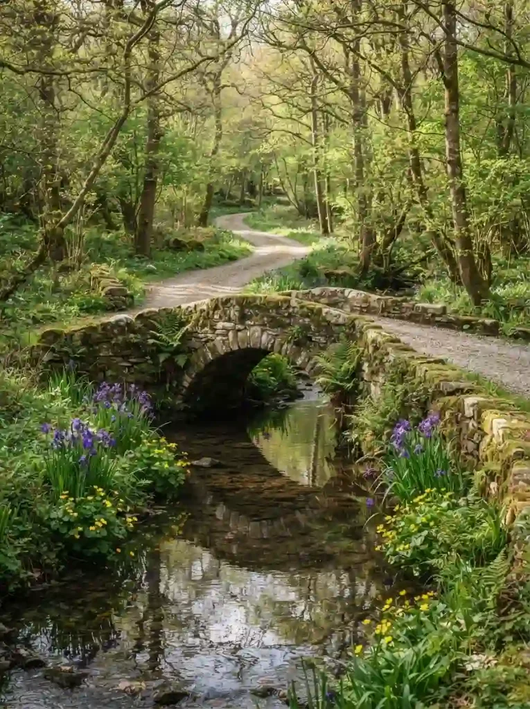 13. Carry the drive over a stone bridge