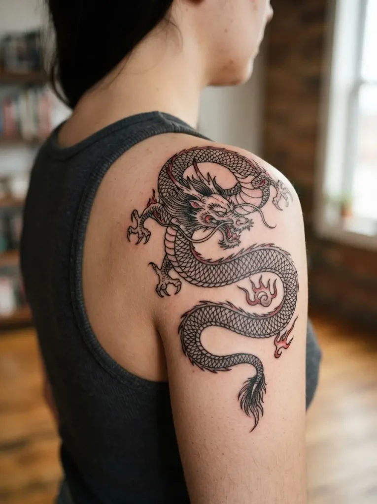 13. Dragon Shoulder Tattoo