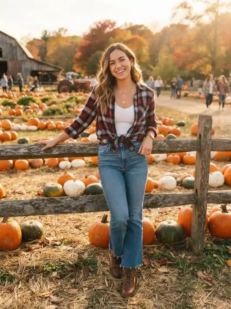 13. Knotted Flannel and Lace-Up Boots