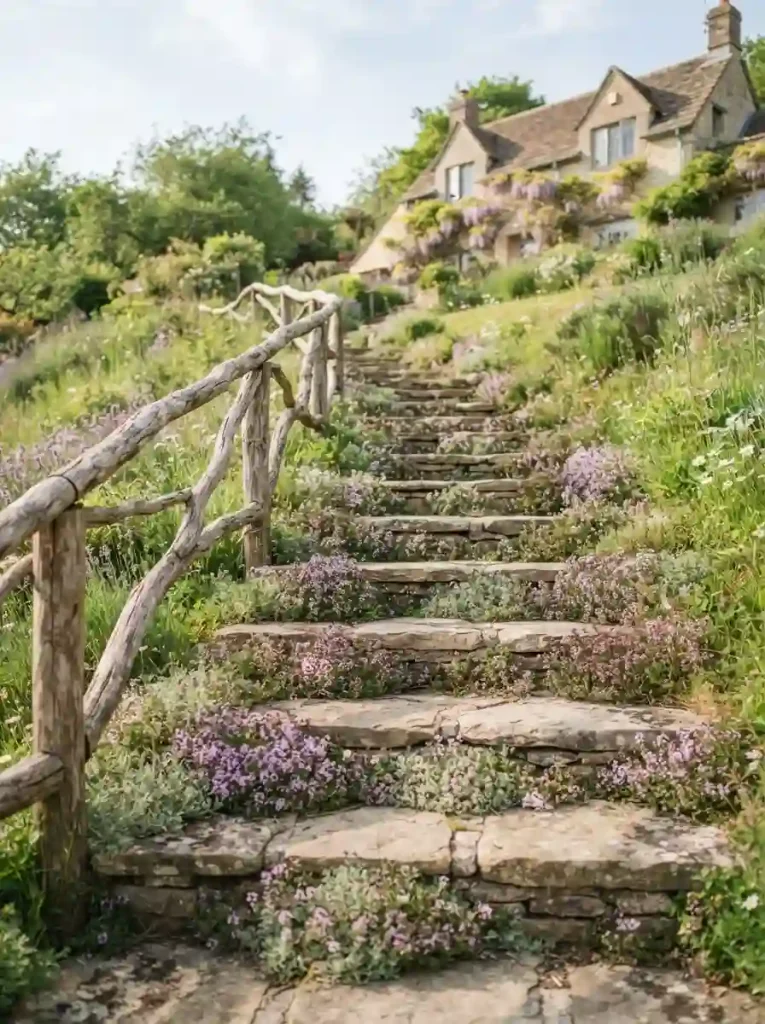 13. Natural Stone Steps With Creeping Thyme