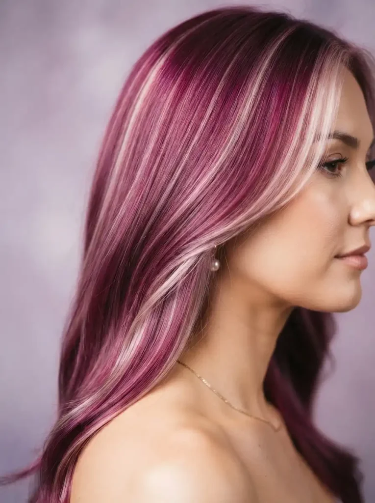 13. Red-Violet with Soft Blonde Streaks