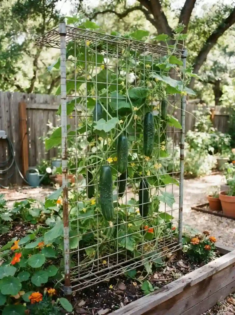 13. Repurposed Wire Shelf Trellis