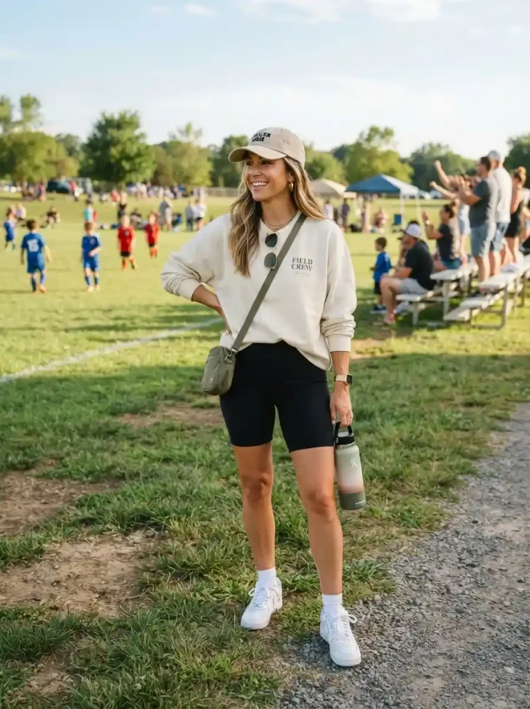 14. Bike Shorts With an Oversized Sweatshirt