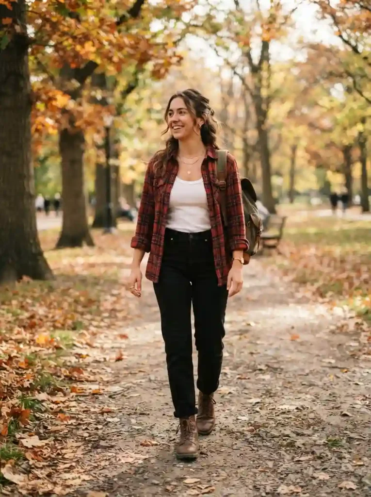 14. Black Jeans with a Plaid Flannel Shirt