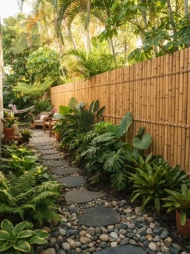 14. DIY Bamboo Fence for a Tropical Garden