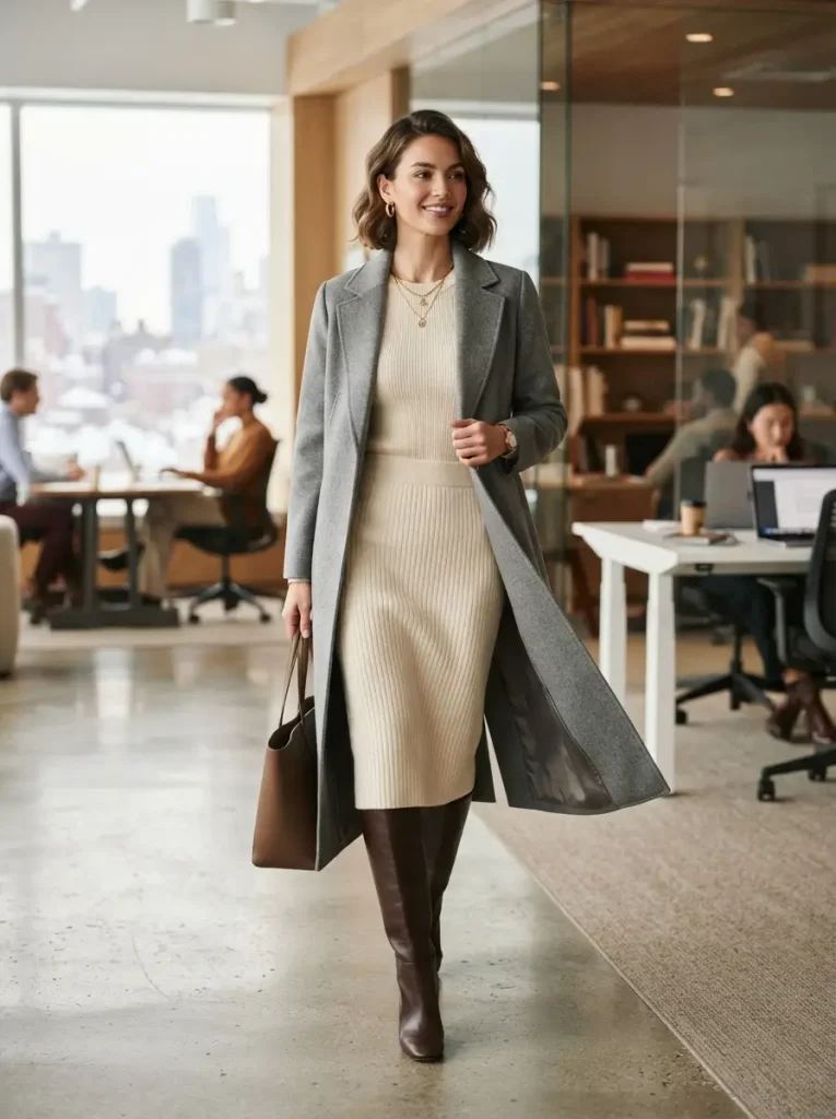 14. Knit Skirt With a Long Coat