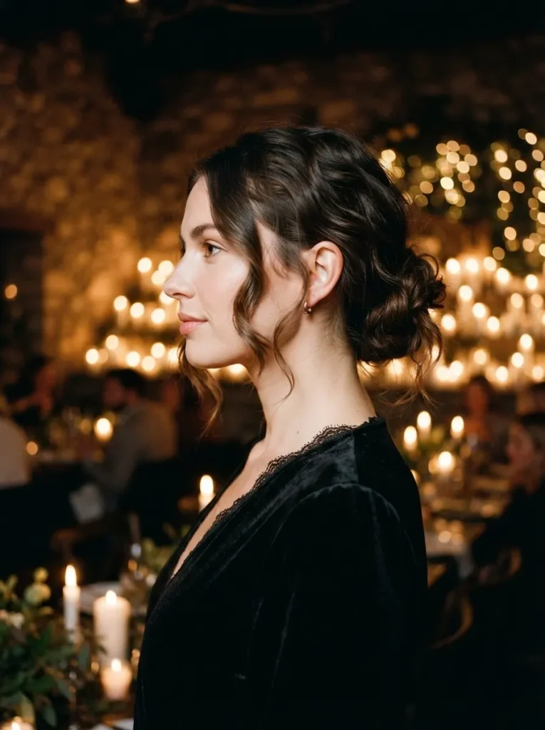 14. Messy Chignon with Loose Tendrils
