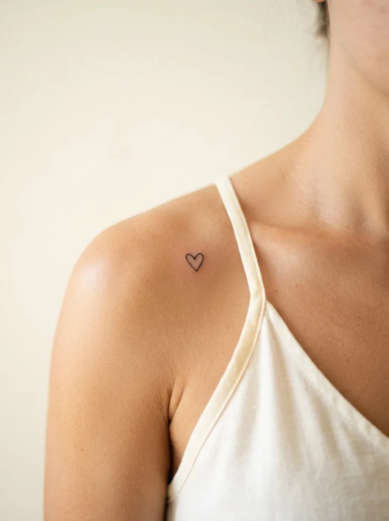 14. Tiny Heart Shoulder Tattoo