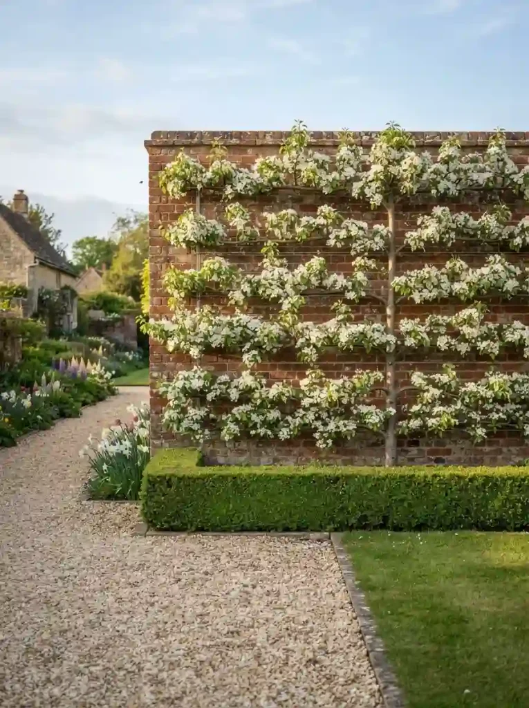 14. Train espaliered fruit trees along a wall