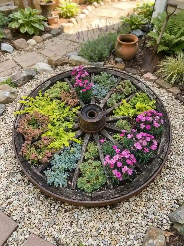 14. Wagon Wheel Garden Feature