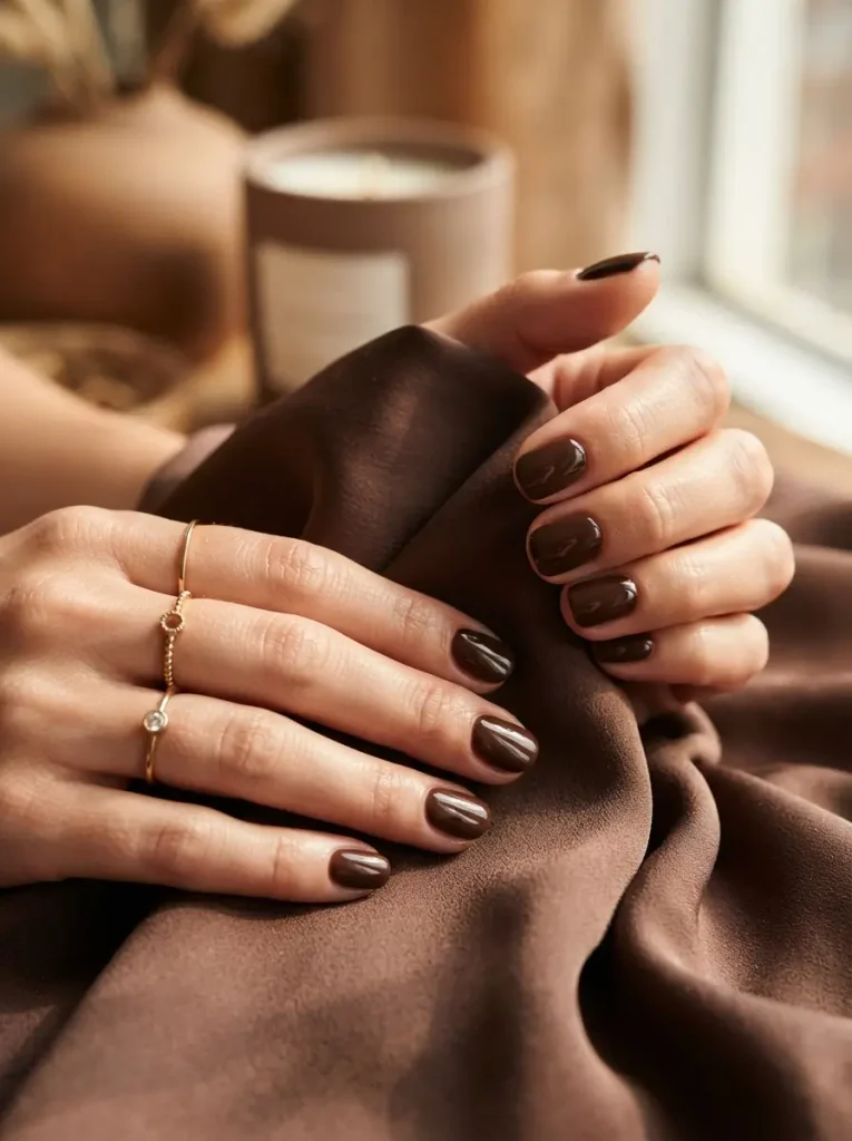 15. Chocolate Brown Birthday Nails