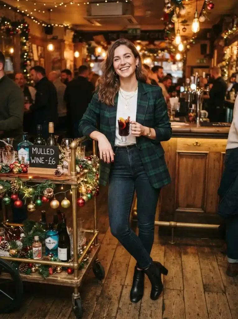 15. Green Plaid Blazer with Dark Skinny Jeans