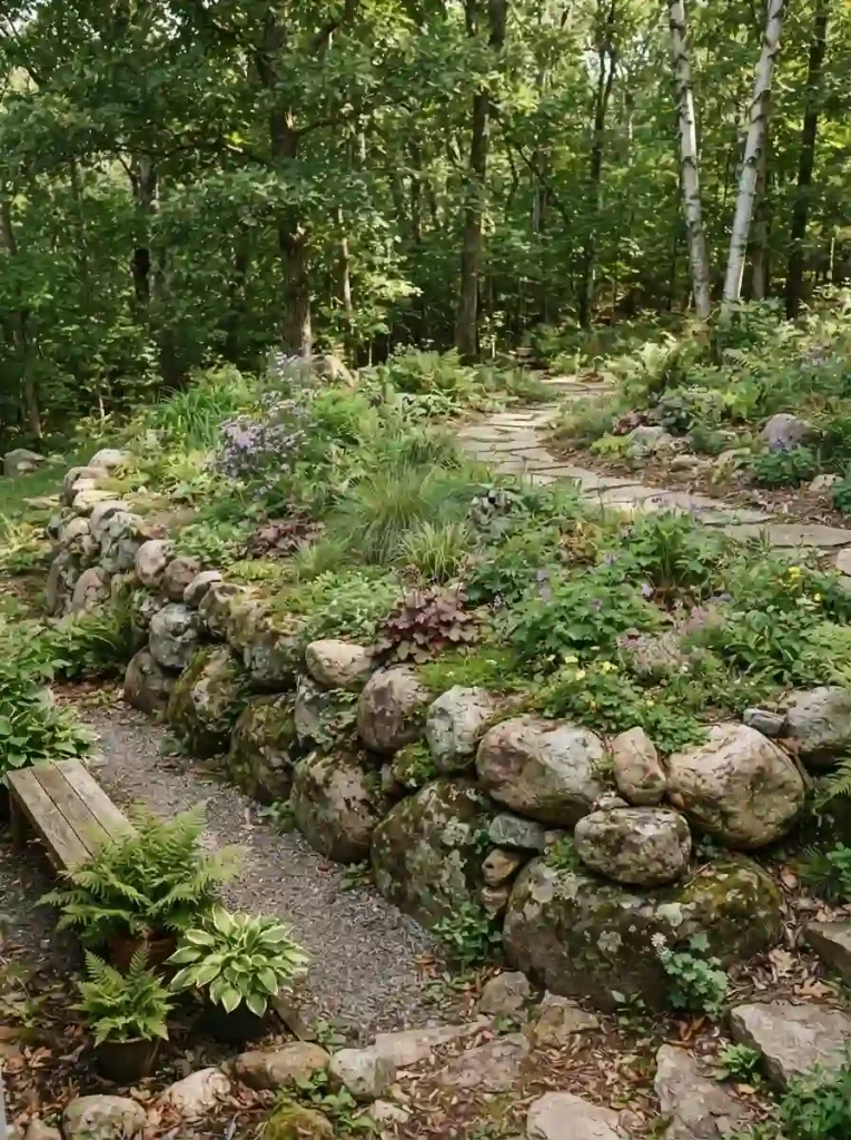 15. Natural Boulder Retaining Wall