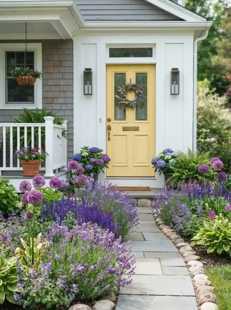 15. Plantings That Echo the Door Color