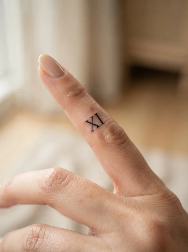 15. Roman Numeral Finger Tattoo