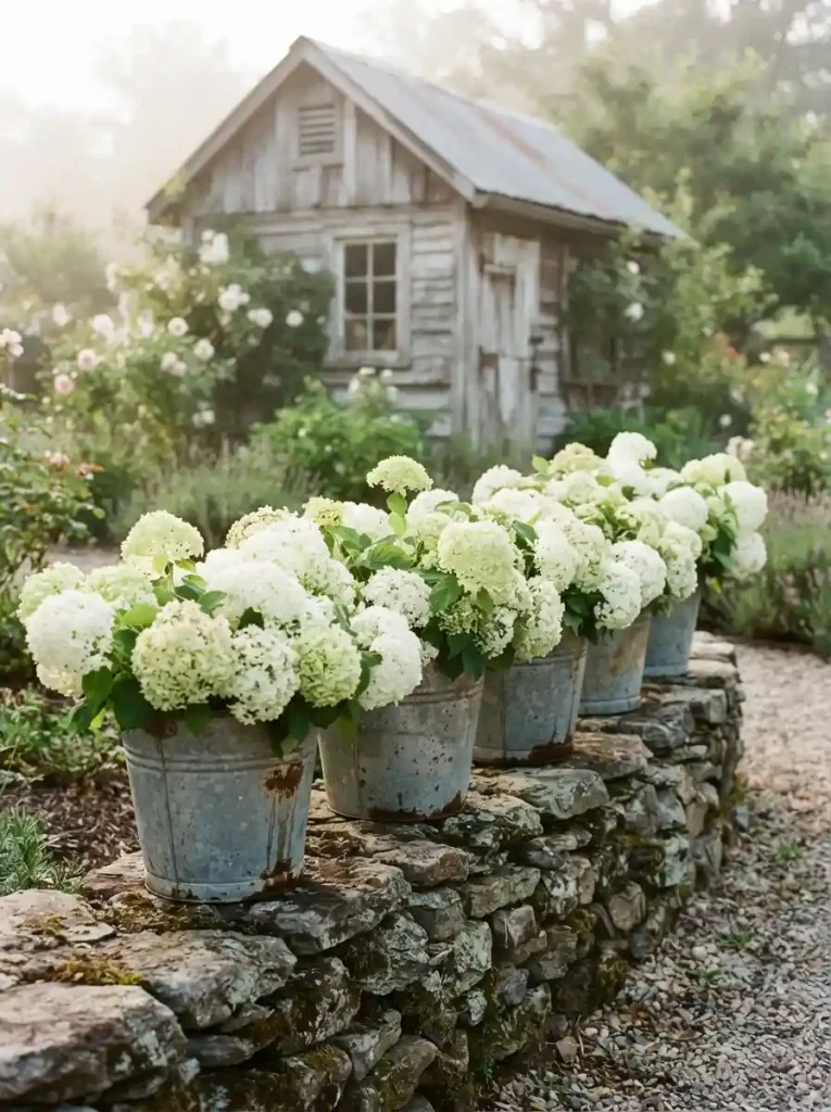 15. Spill Blooms From Galvanized Buckets