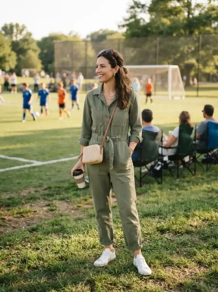 15. Utility Jumpsuit With Sneakers