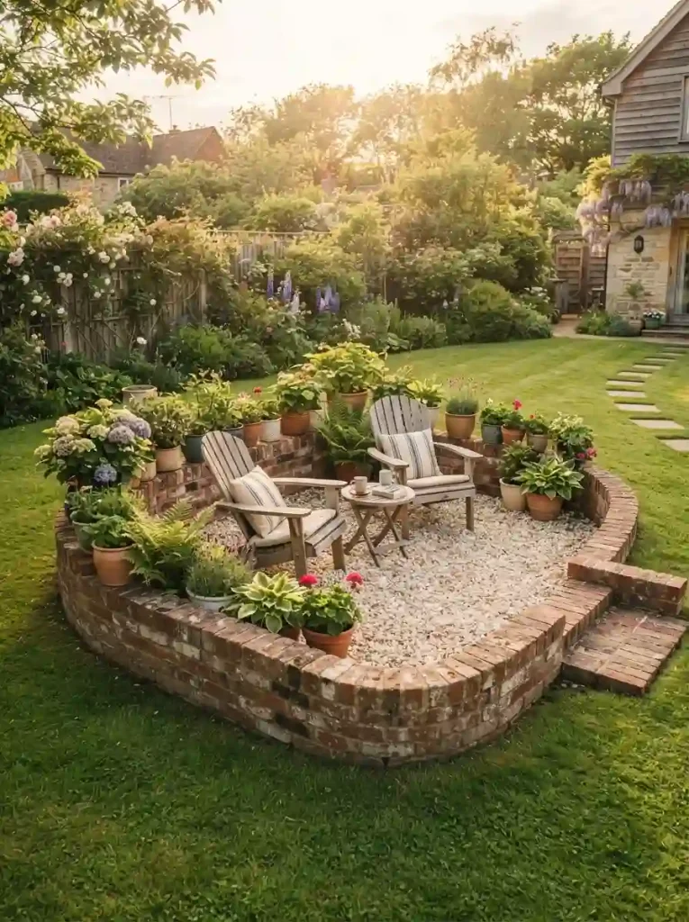 16. Brick-and-Gravel Garden Terrace