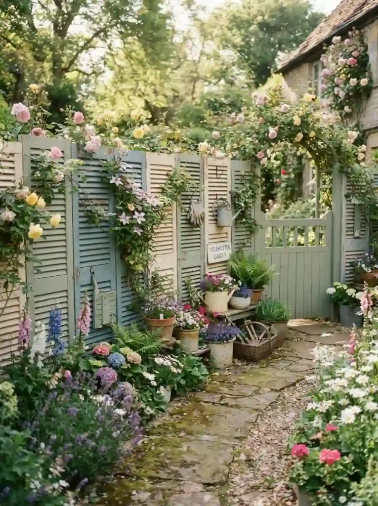 16. DIY Fence With Recycled Wooden Shutters