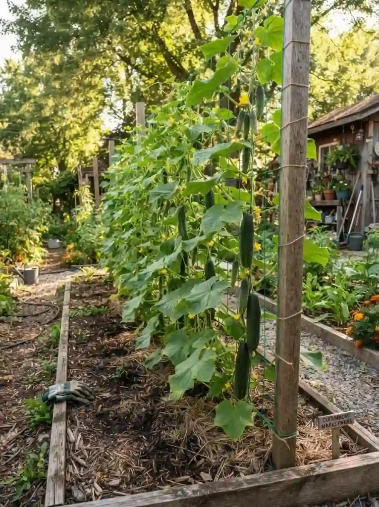 16. Garden Netting Between Wooden Posts