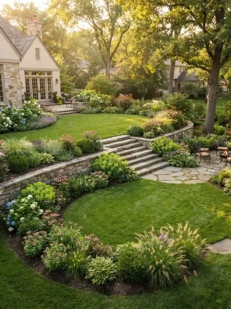 16. Create a Multi-Level Lawn With Garden Borders