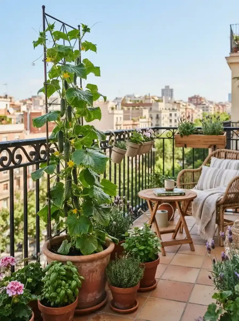 17. Balcony Railing Cucumber Trellis