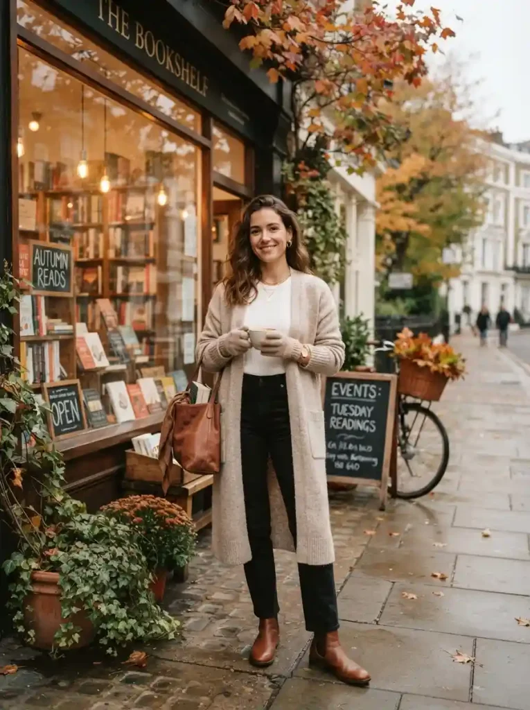 17. Black Jeans with a Longline Cardigan
