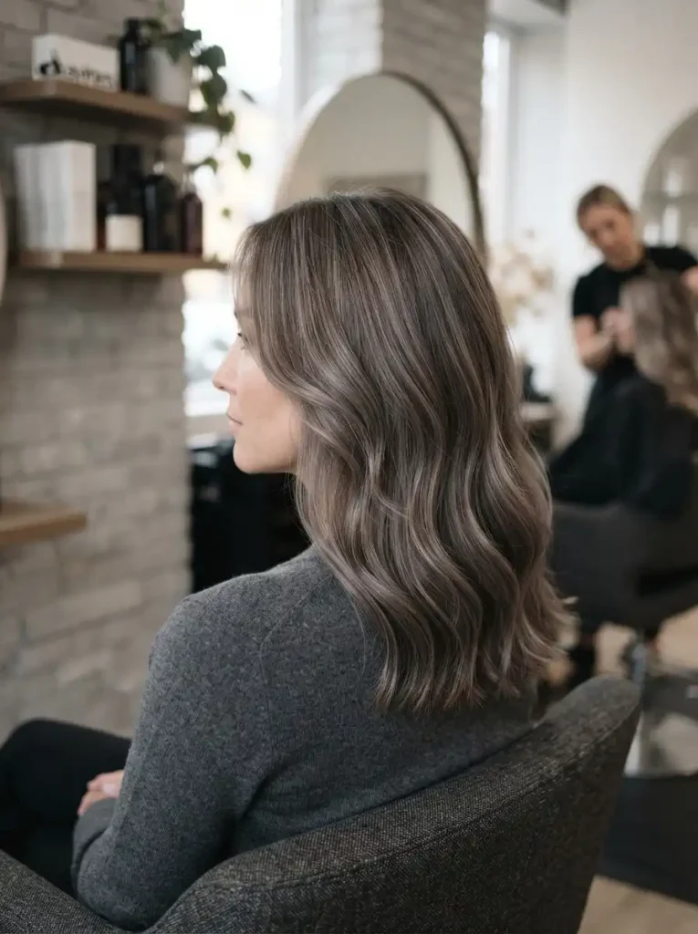 17. Silver Highlights With Ash Brown Hair